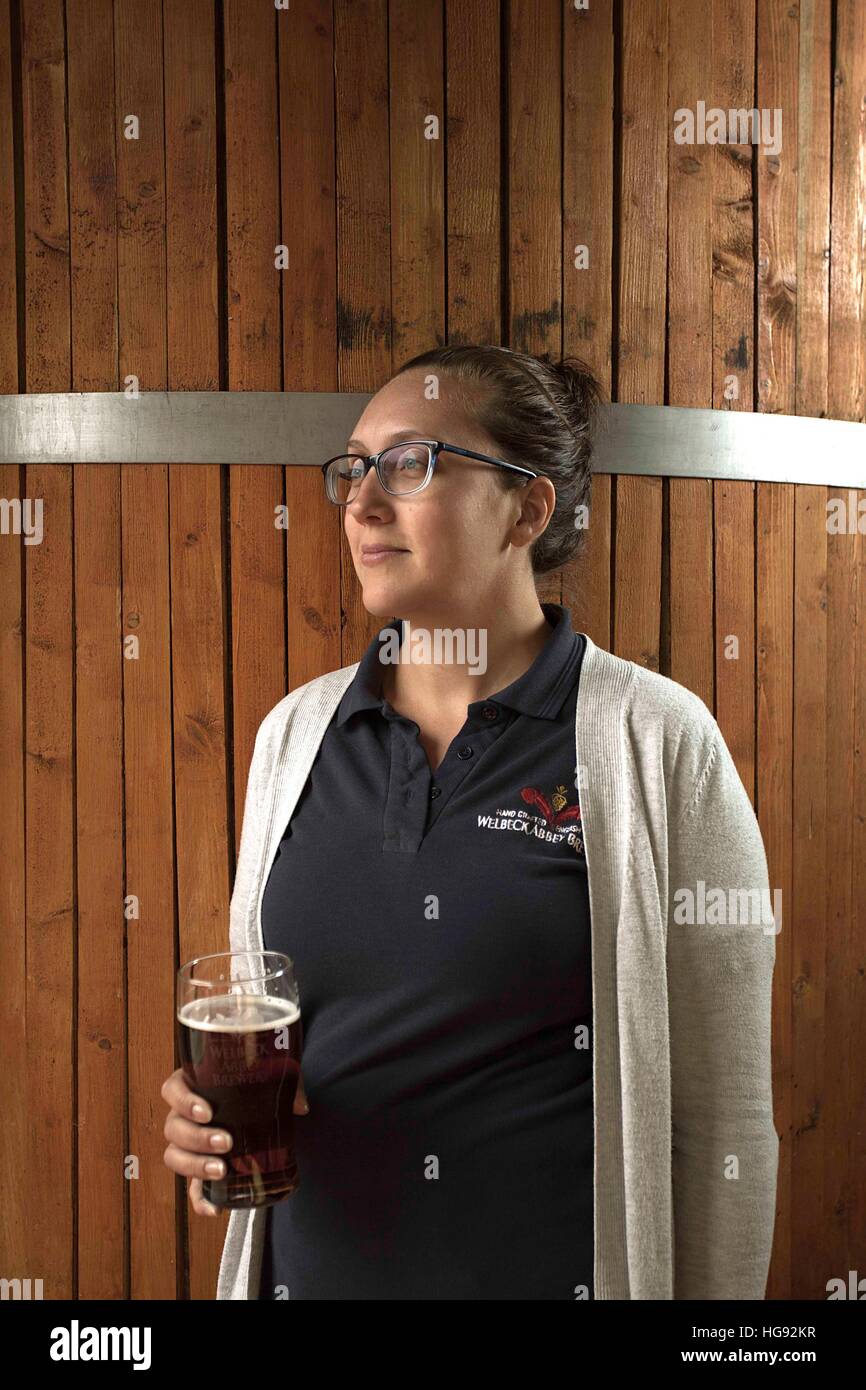 Female beer brewer at her brewery in south yorkshire Stock Photo Alamy