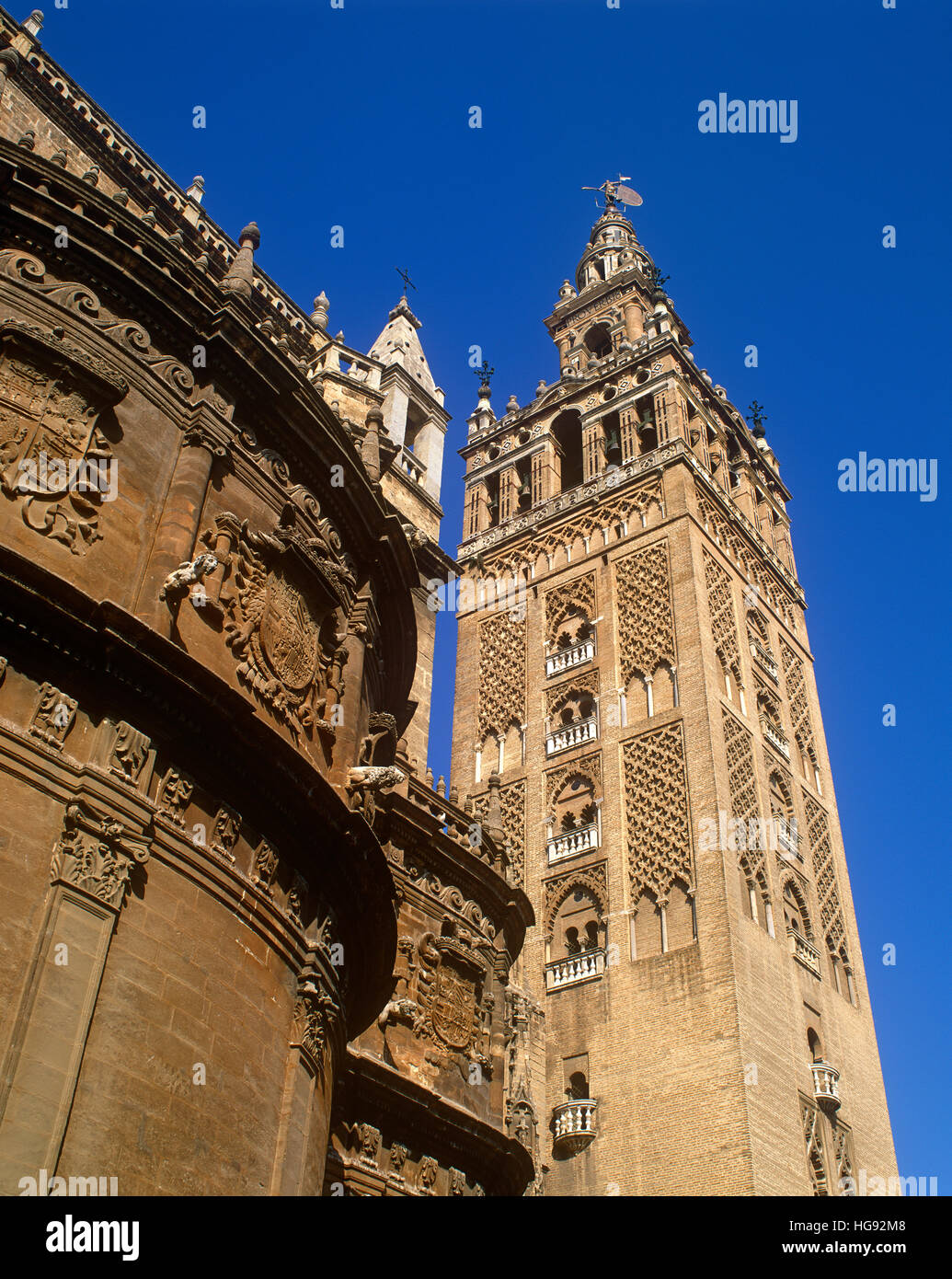 The Giralda Tower, Seville, Andalusia, Spain Stock Photo