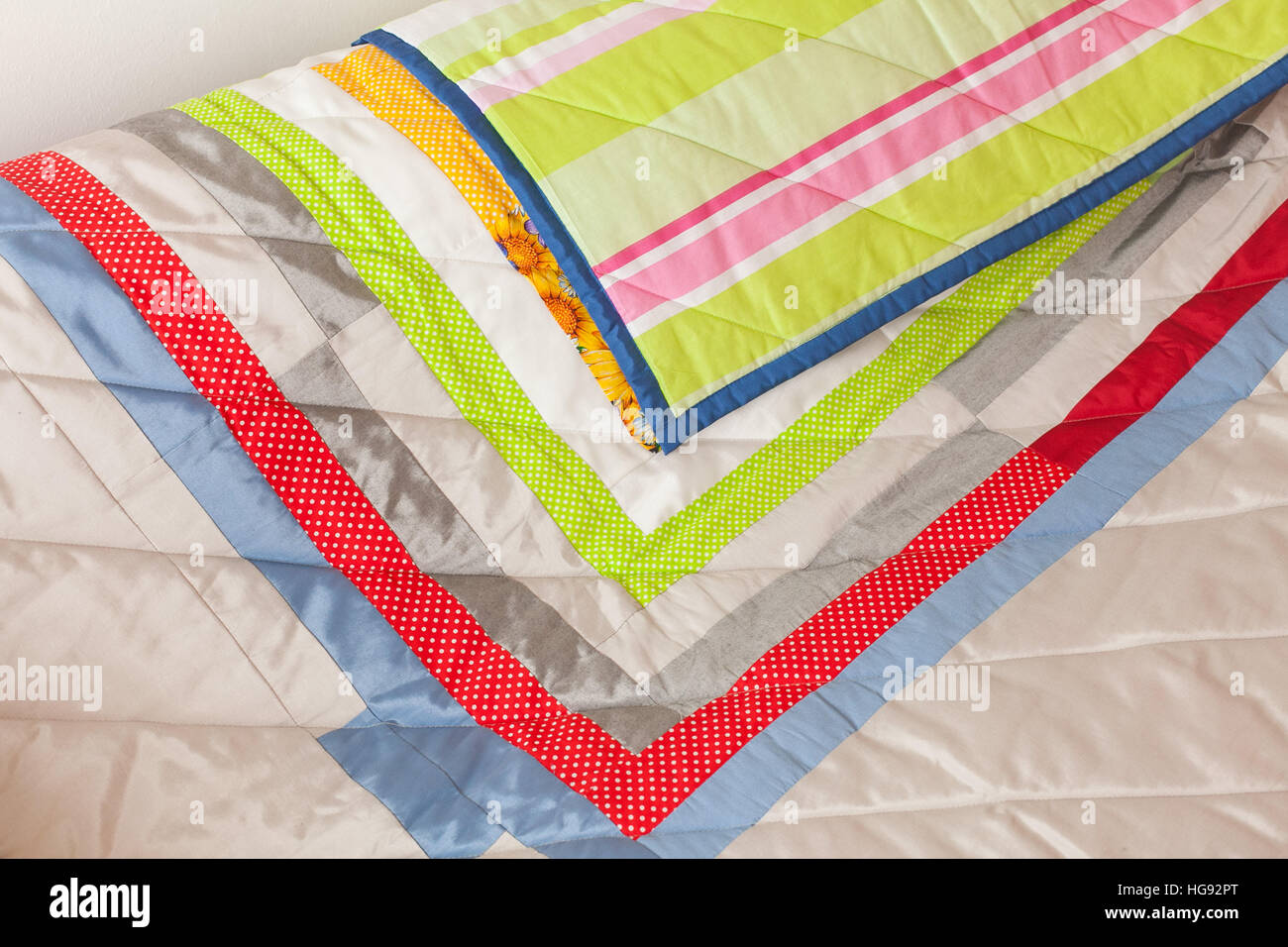 Patchwork quilt. Part of blanket as background Stock Photo - Alamy