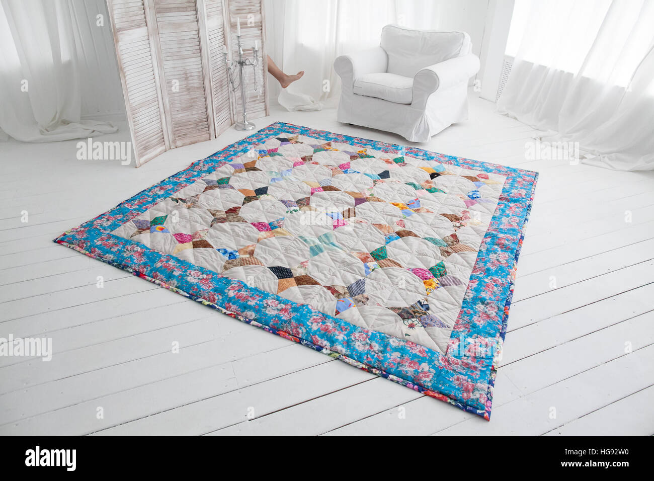 Curated visual reference: Fresh Look at Part Of Patchwork Quilt As Background Handmade Stock Photo