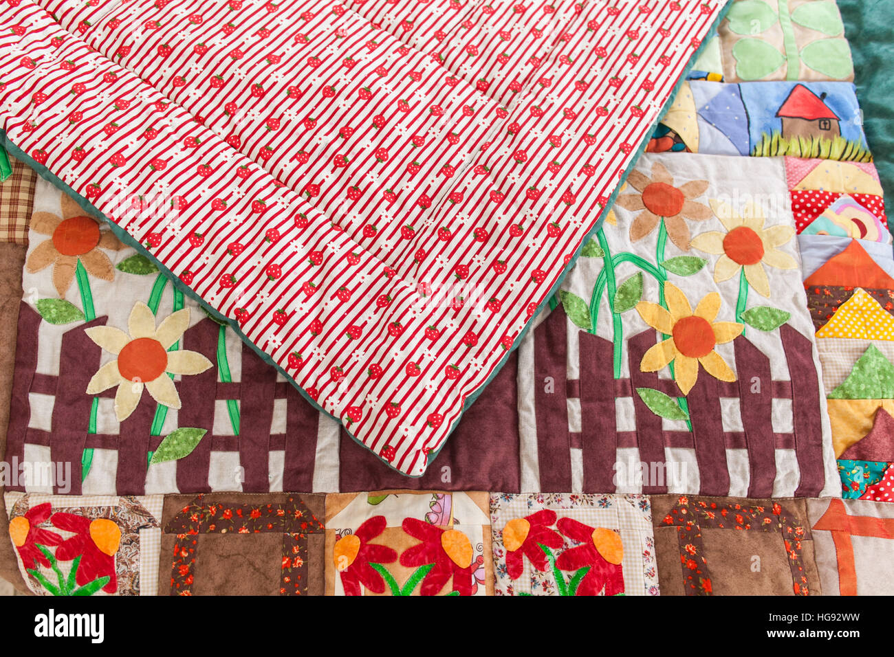 Part of patchwork quilt as background. Handmade Stock Photo - Alamy