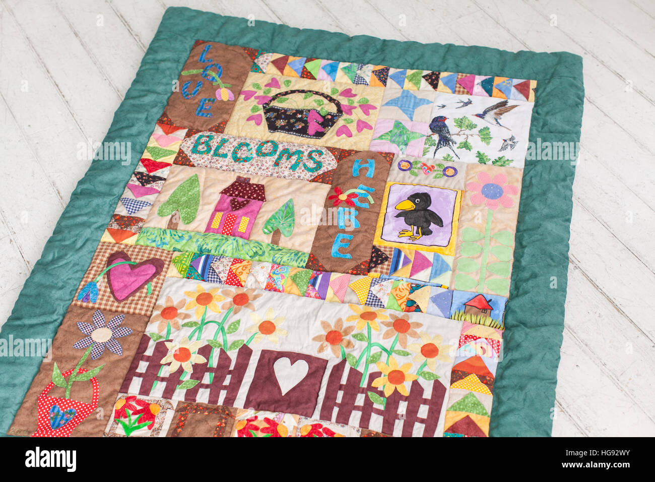 Part of patchwork quilt as background. Handmade Stock Photo - Alamy