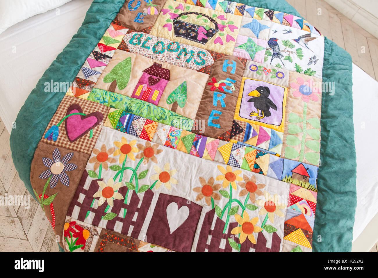 Part of patchwork quilt as background. Handmade Stock Photo - Alamy