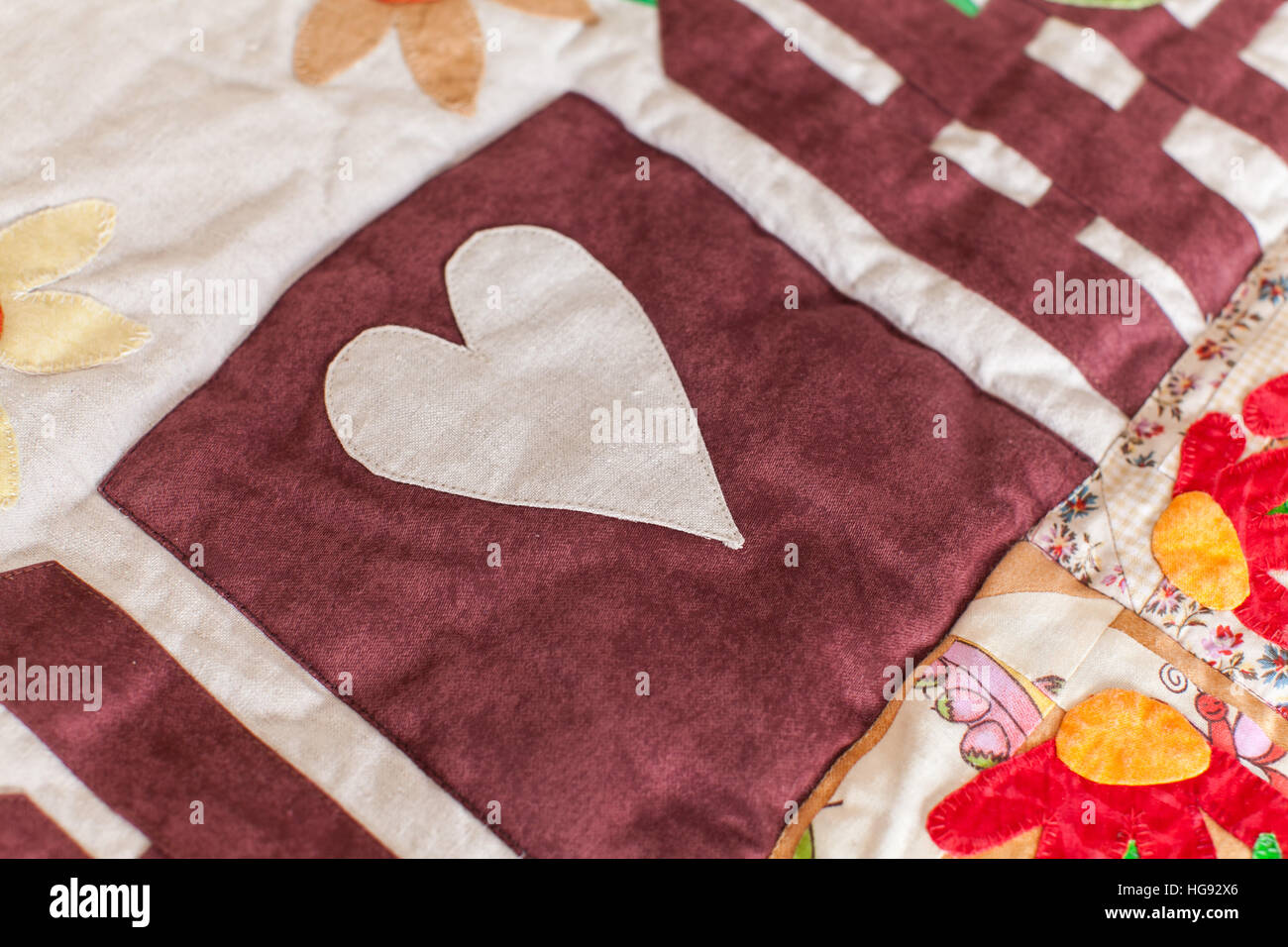 Part of patchwork quilt as background. Handmade Stock Photo - Alamy