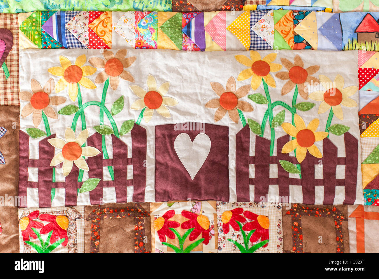 Part of patchwork quilt as background. Handmade Stock Photo - Alamy