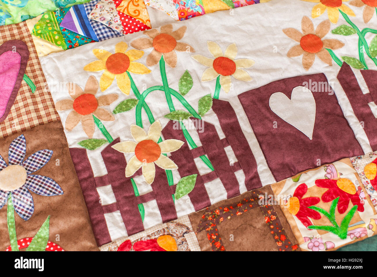 Part of patchwork quilt as background. Handmade Stock Photo - Alamy