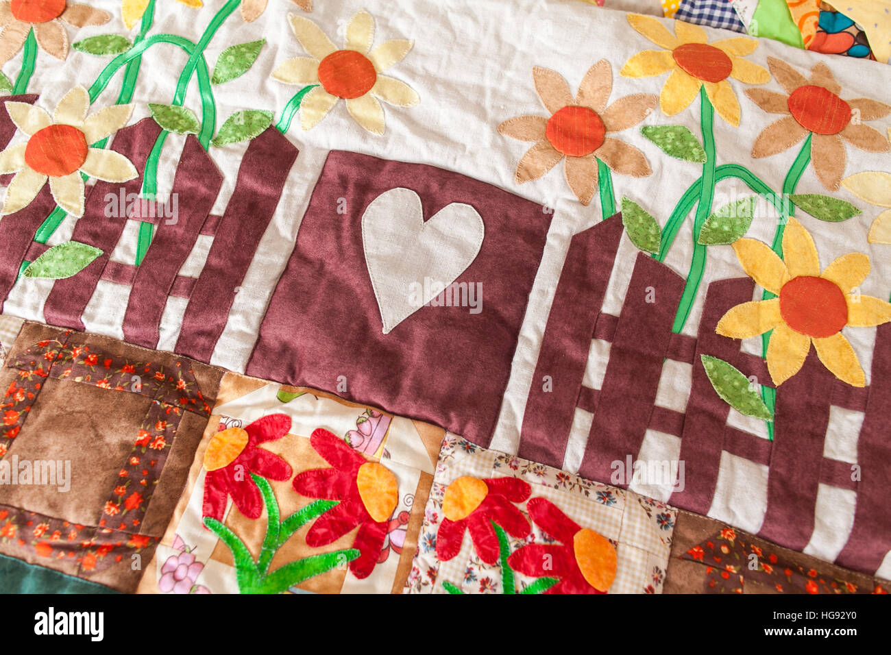 Part of patchwork quilt as background. Handmade Stock Photo - Alamy