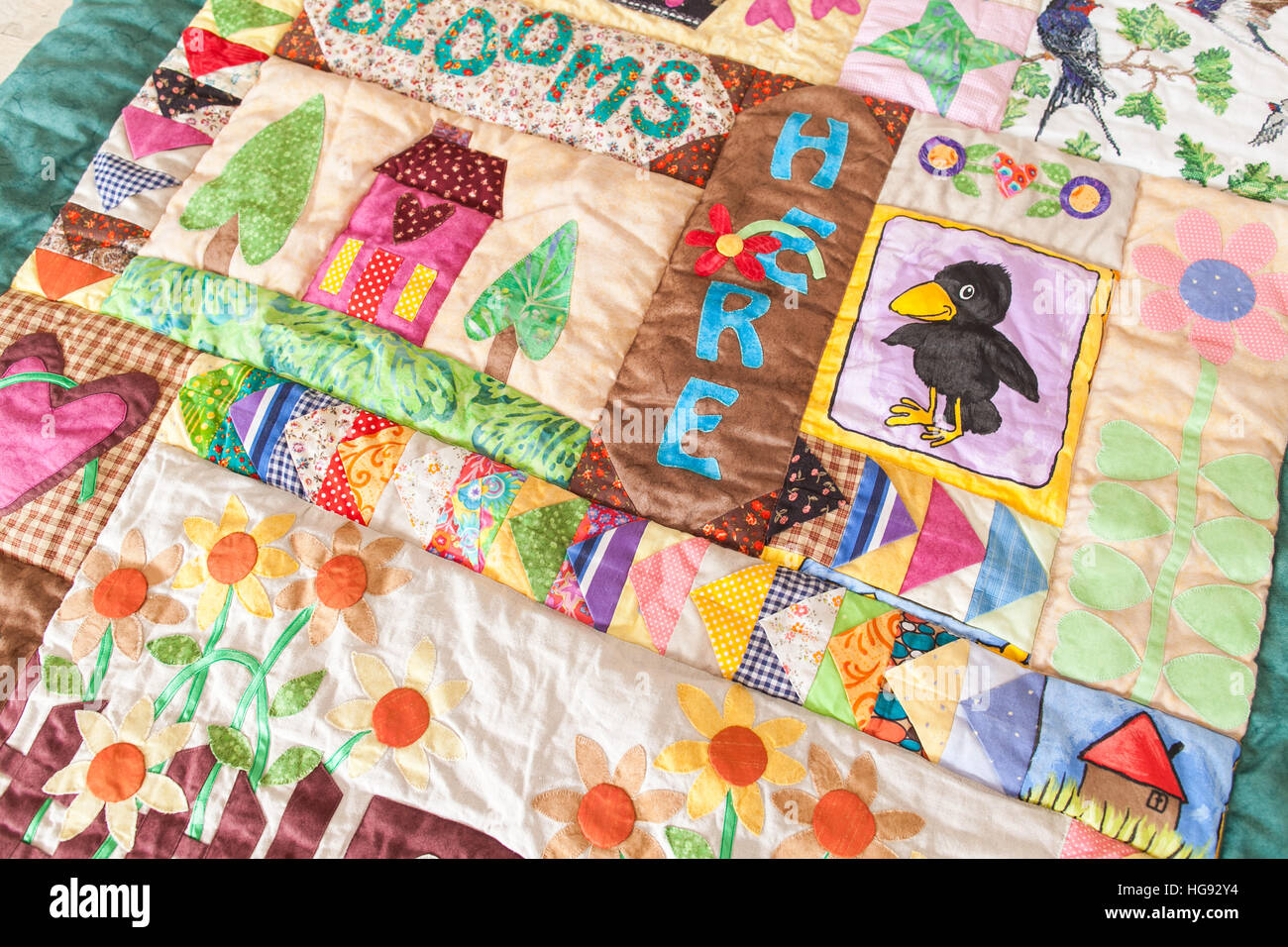 Part of patchwork quilt as background. Handmade Stock Photo - Alamy