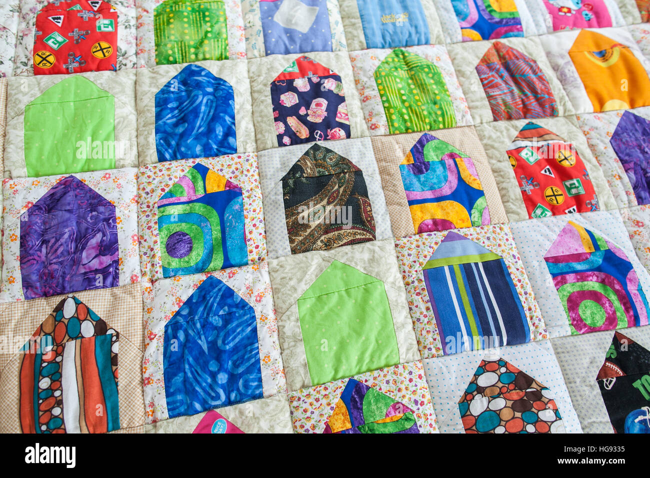 Part of patchwork quilt as background. Handmade Stock Photo - Alamy
