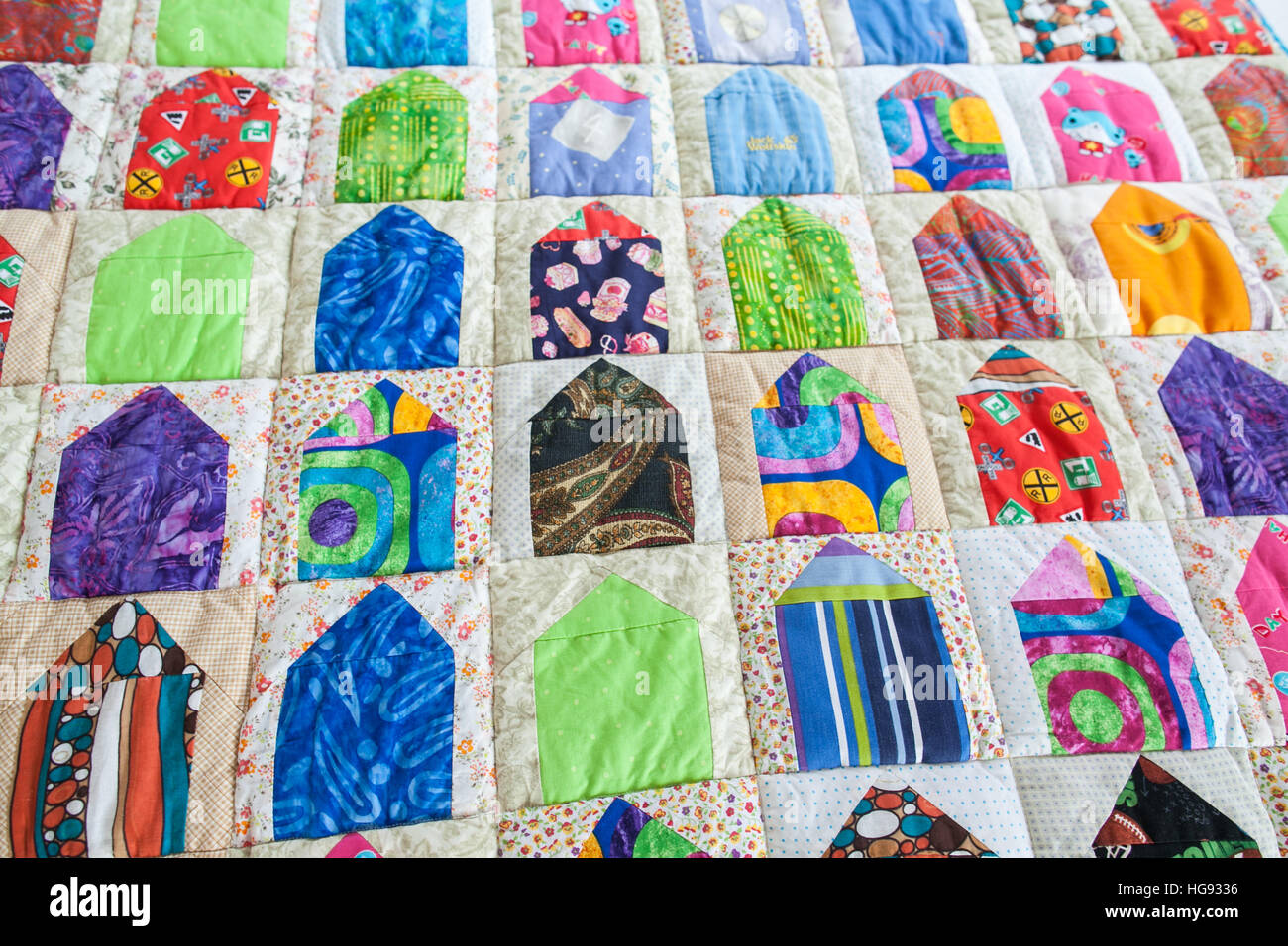 Part of patchwork quilt as background. Handmade Stock Photo - Alamy