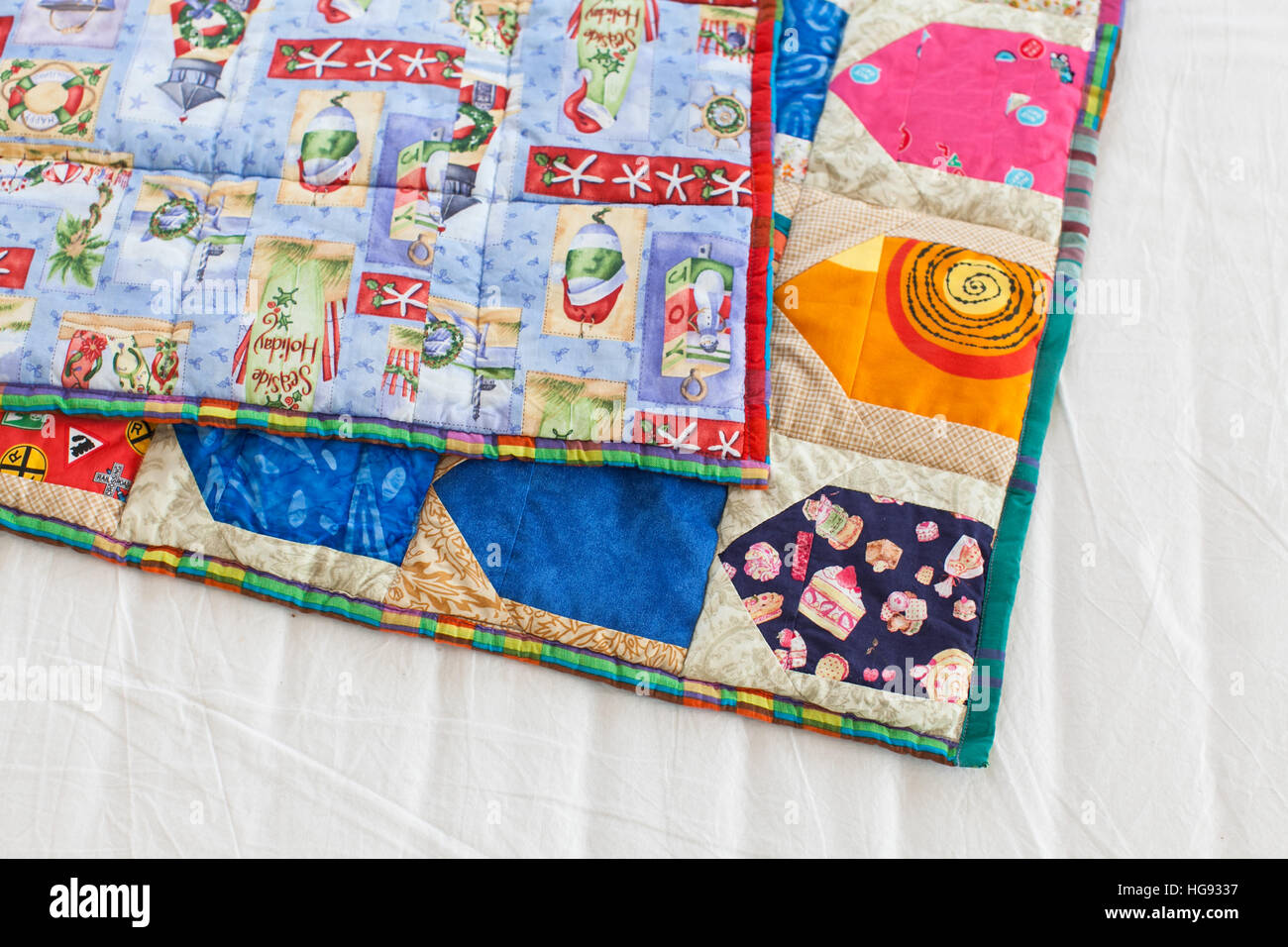 Part of patchwork quilt as background. Handmade Stock Photo - Alamy