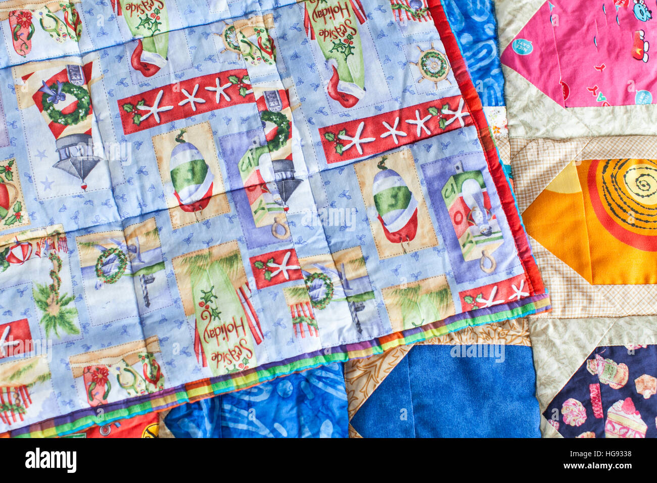 Part of patchwork quilt as background. Handmade Stock Photo - Alamy