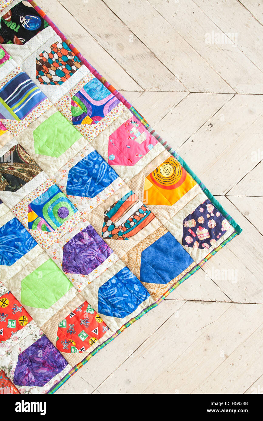 Part of patchwork quilt as background. Handmade Stock Photo - Alamy