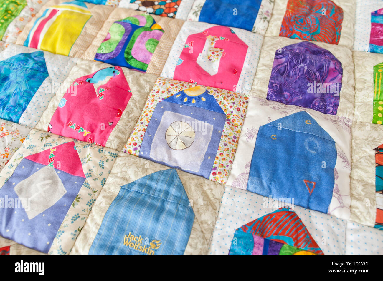 Part of patchwork quilt as background. Handmade Stock Photo - Alamy
