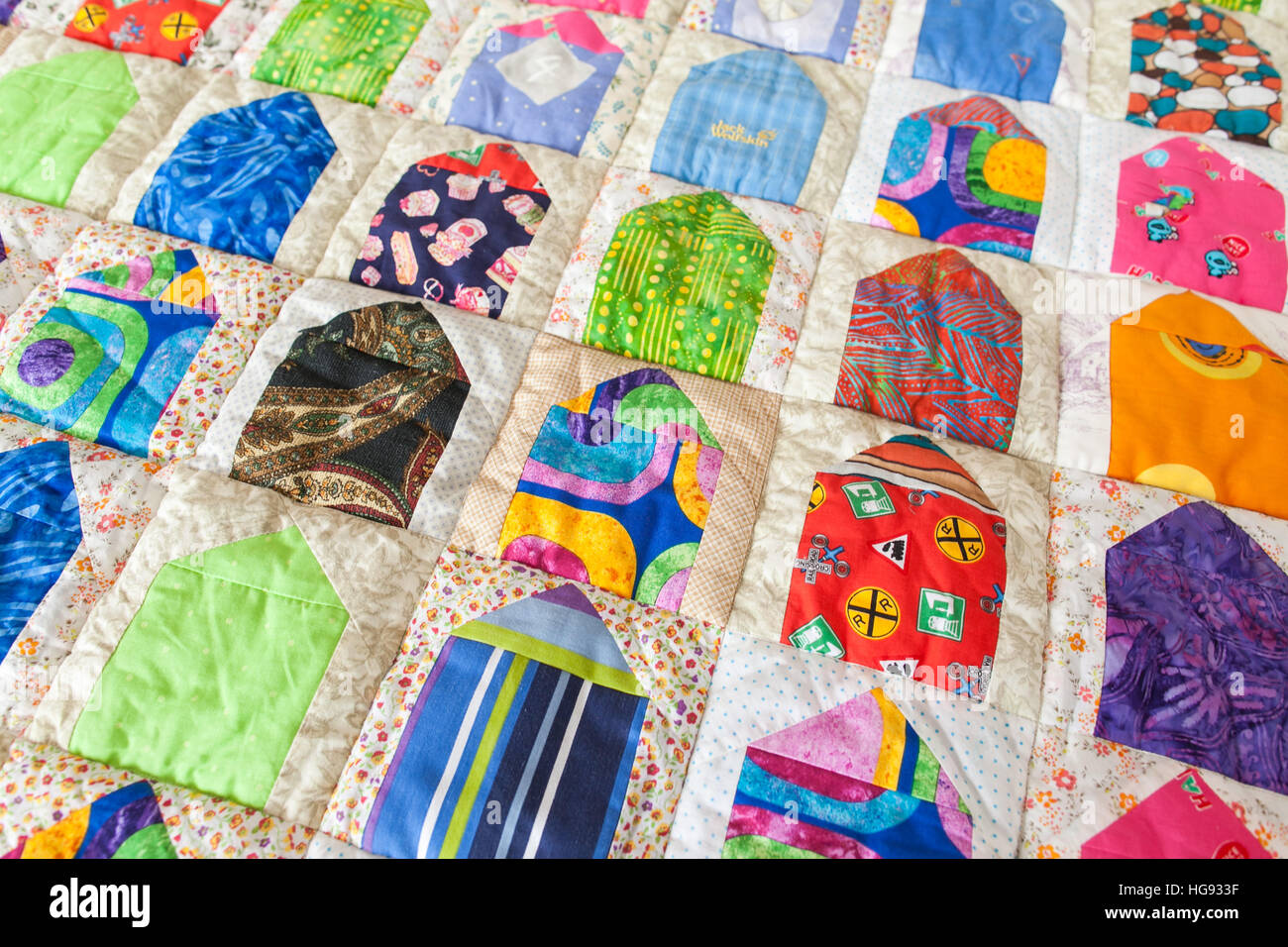 Part of patchwork quilt as background. Handmade Stock Photo - Alamy