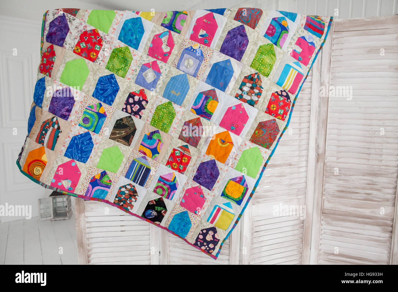 Part of patchwork quilt as background. Handmade Stock Photo - Alamy