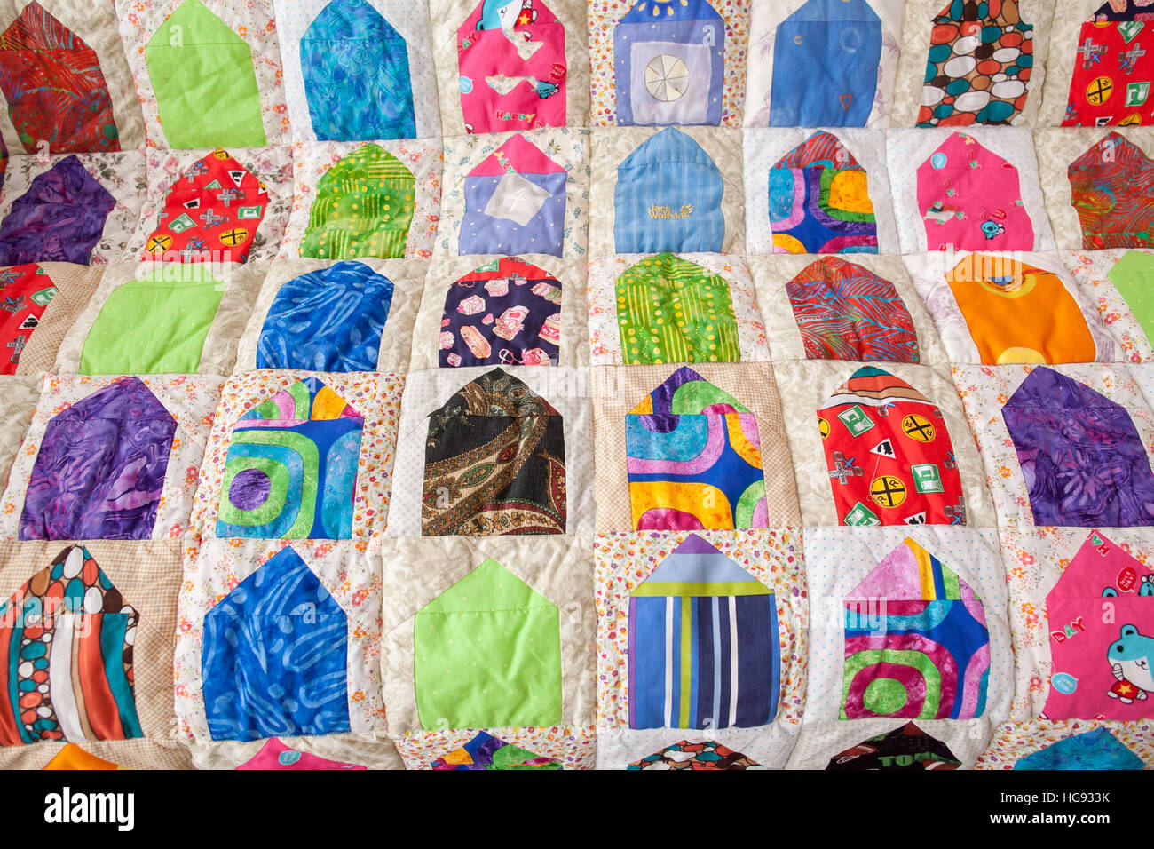 Part of patchwork quilt as background. Handmade Stock Photo - Alamy