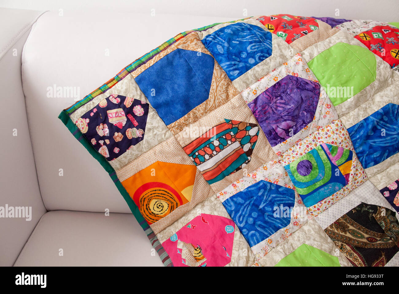Part of patchwork quilt as background. Handmade Stock Photo - Alamy