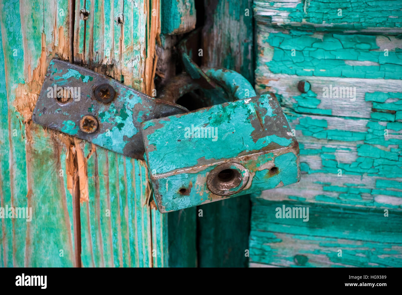 door lock old rusty background Stock Photo