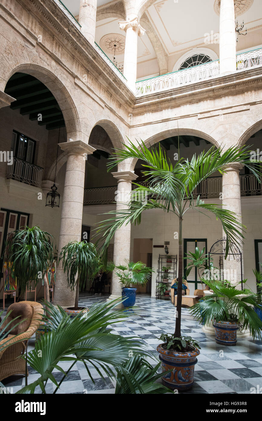 Colonial Building Interior, Havana, Cuba Stock Photo