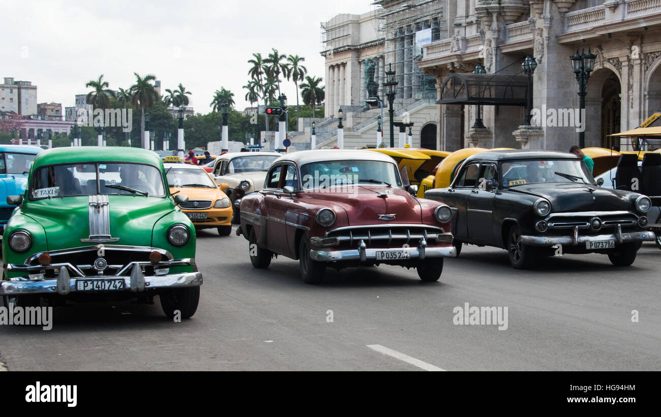 Classic American Cars, Havana, Cuba Stock Photo