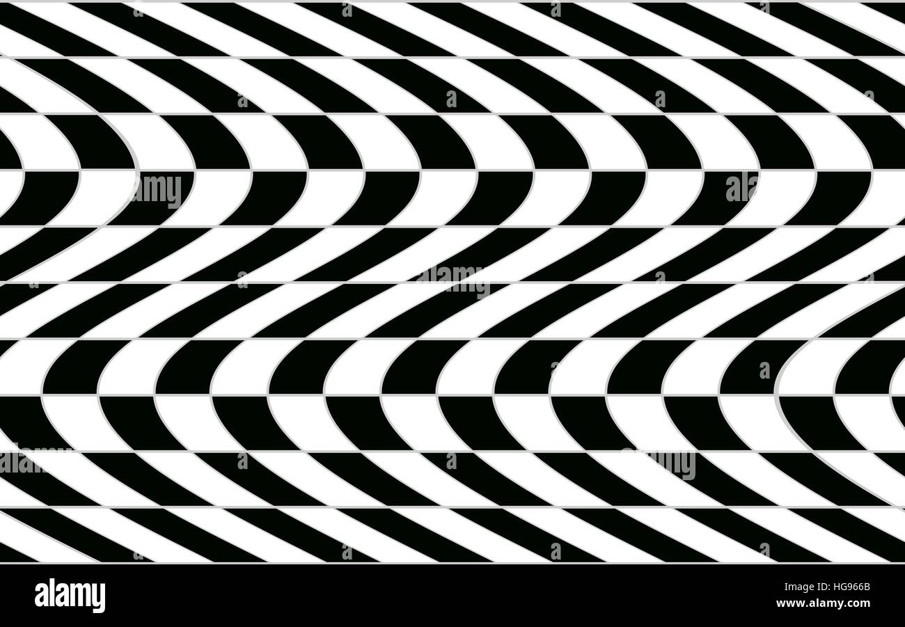 Abstract black and white checkered pattern with distortion effect Stock ...