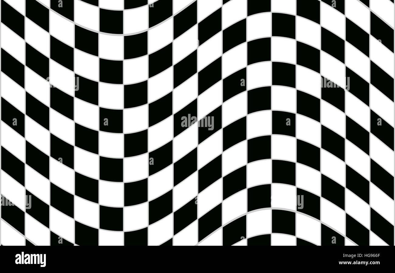 Abstract black and white checkered pattern with distortion effect Stock Photo