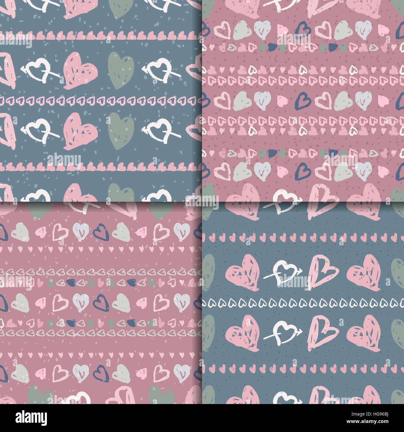 Doodle seamless pattern set with hearts Stock Vector Image & Art - Alamy