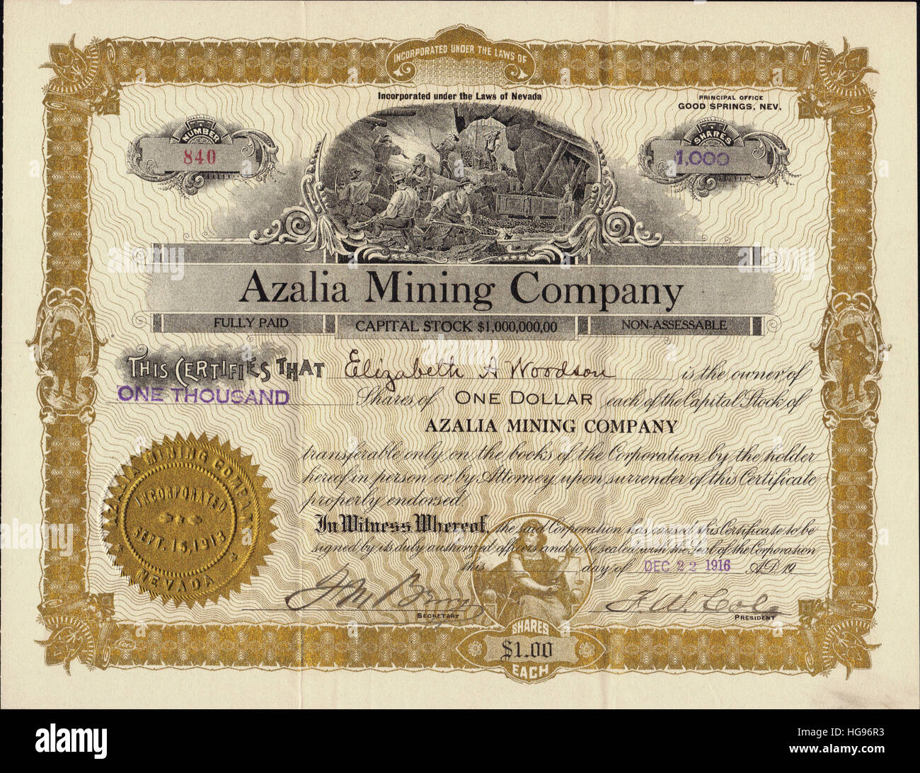 Stock Certificate Island Creek Coal Company 