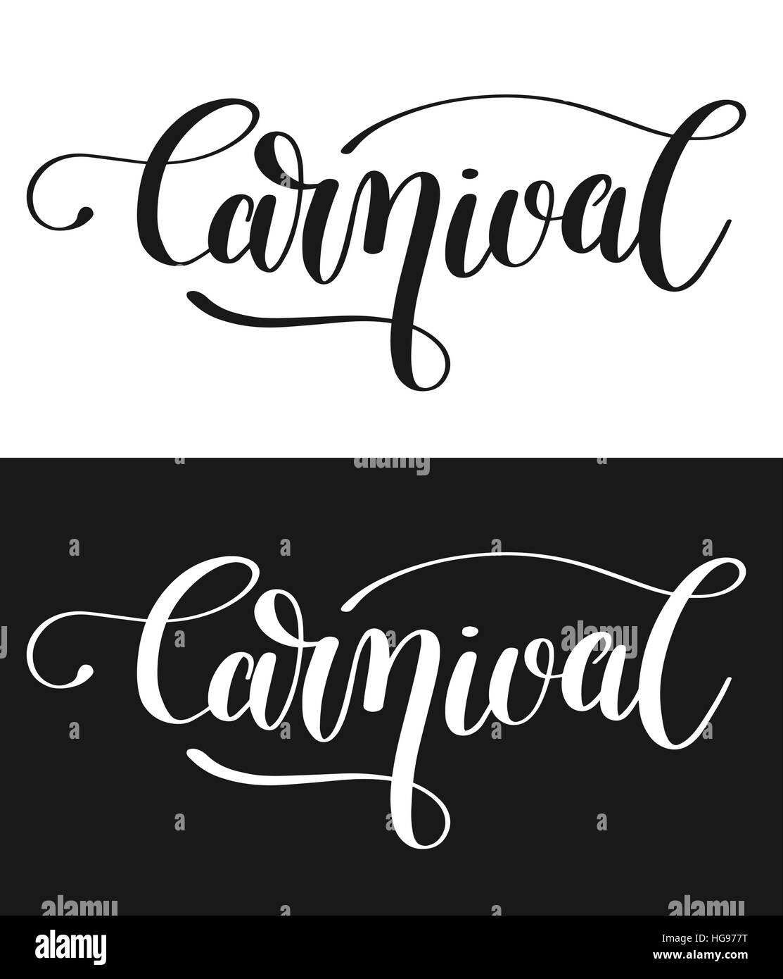 carnival hand lettering inscription isolated on white background Stock Vector