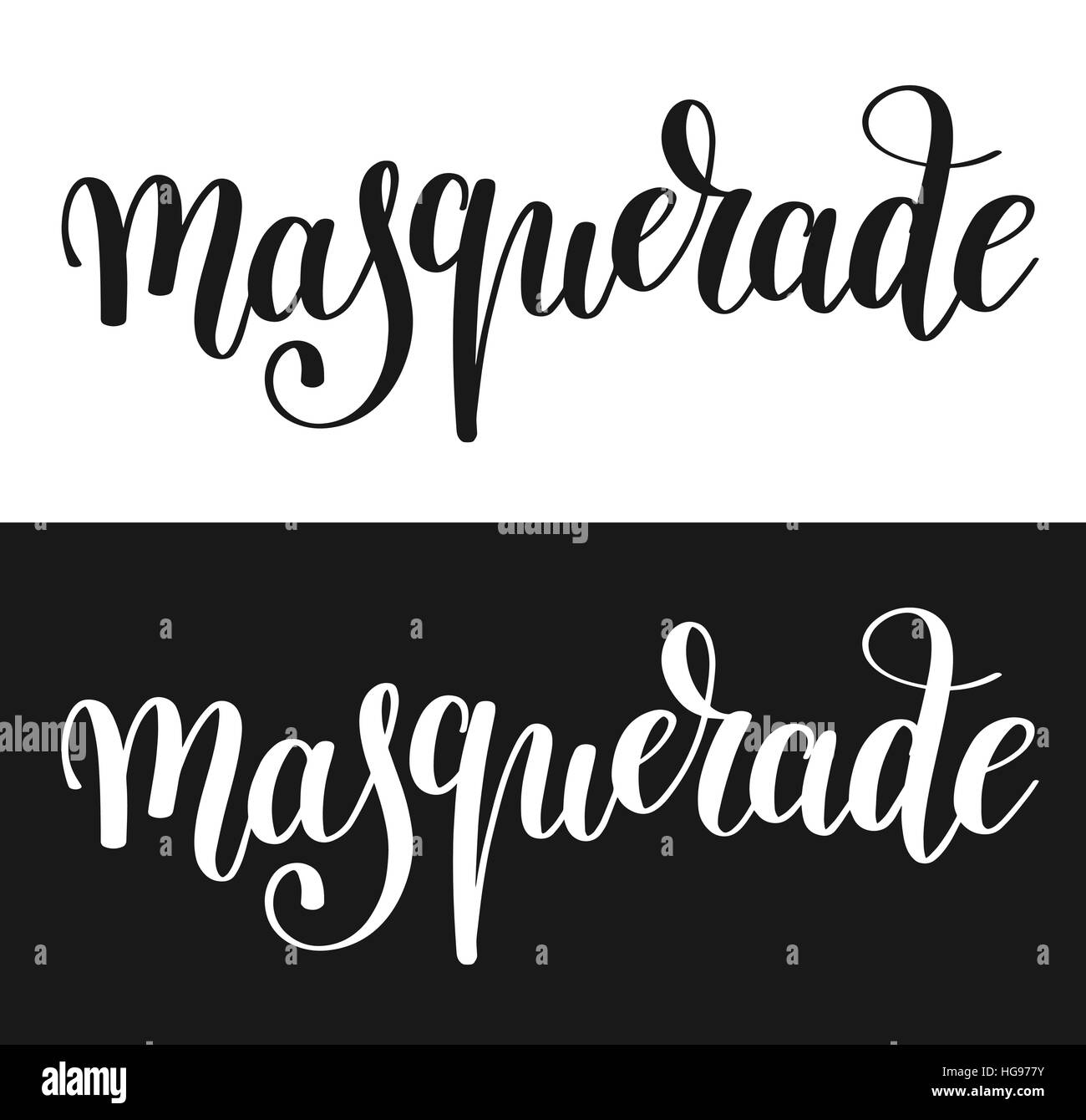 masquerade hand lettering inscription isolated on white backgrou Stock ...