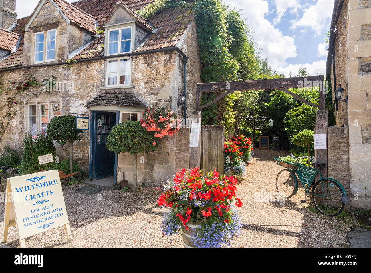 An attractive stone built craft shop in the village of Lacock, Wiltshire, England, UK Stock Photo
