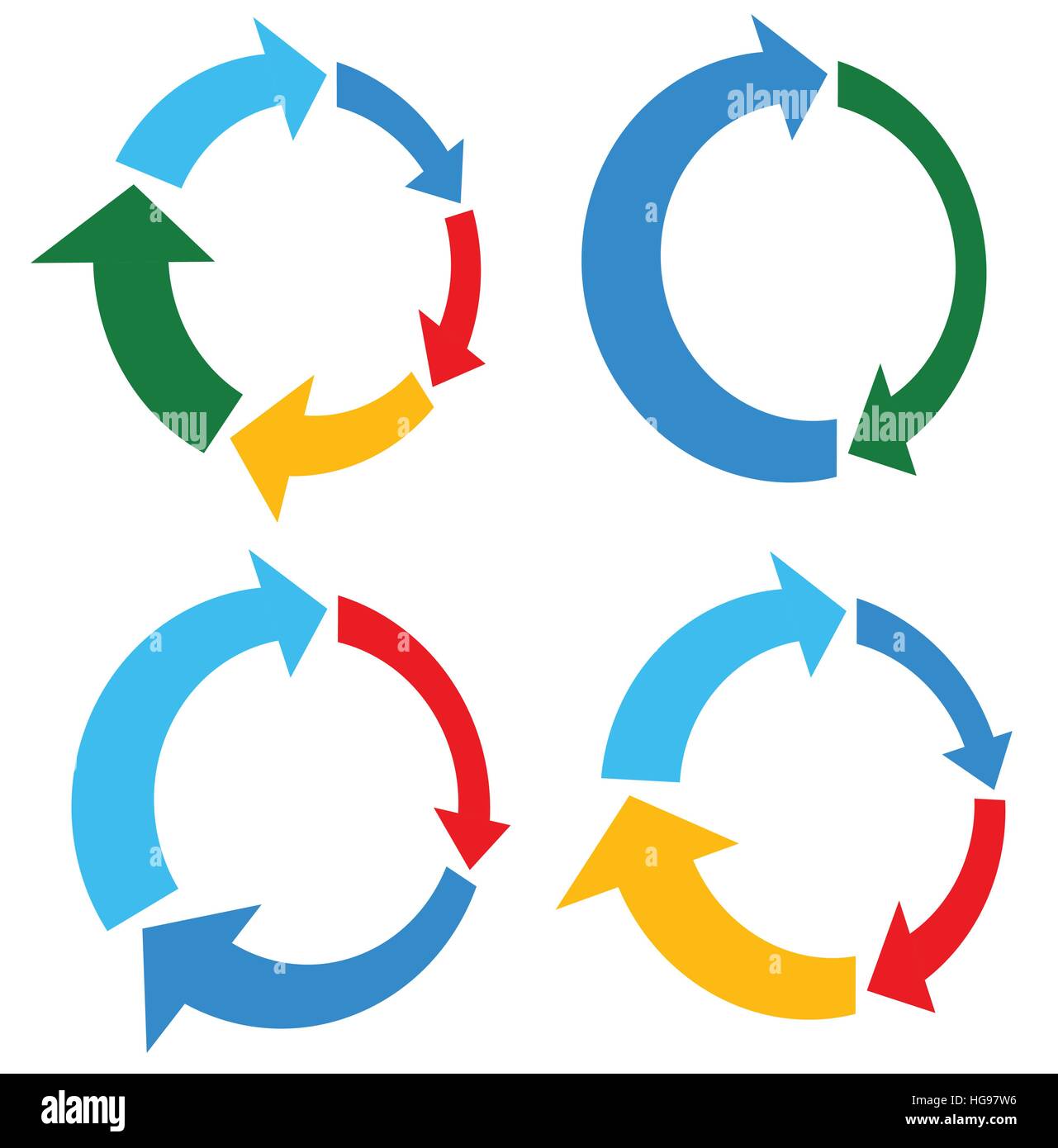 Set of 4 version circular arrow, circle arrow elements Stock Vector ...