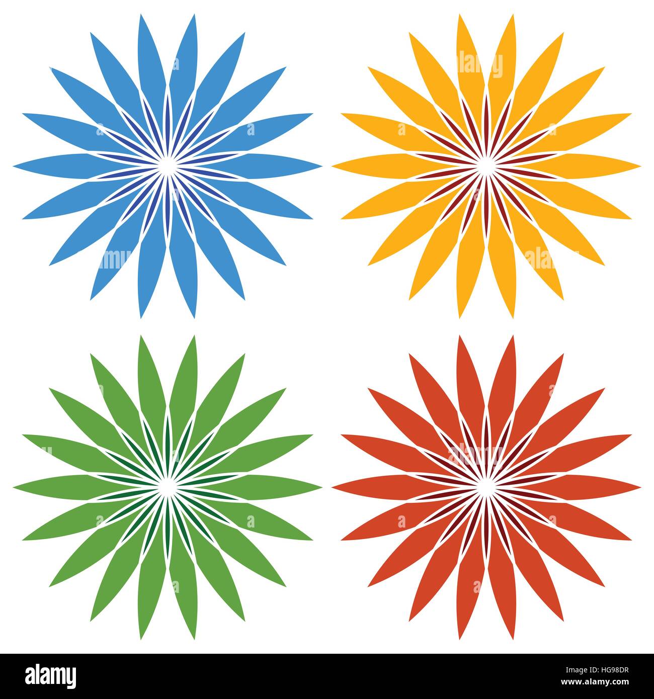 Flower clip arts in for color. Flower shapes, flower motifs Stock ...