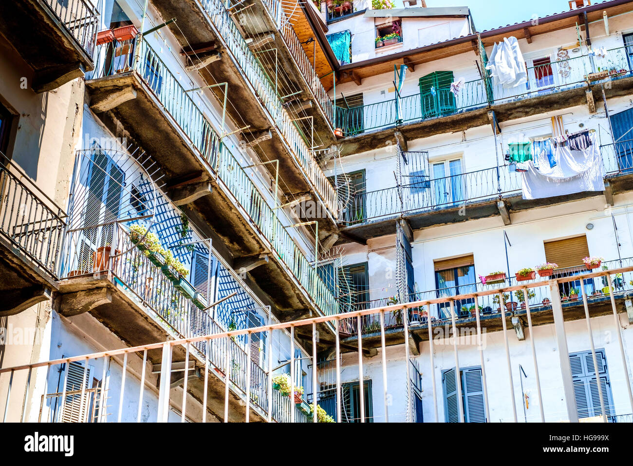 Typical North Italy condominium courtyard Stock Photo