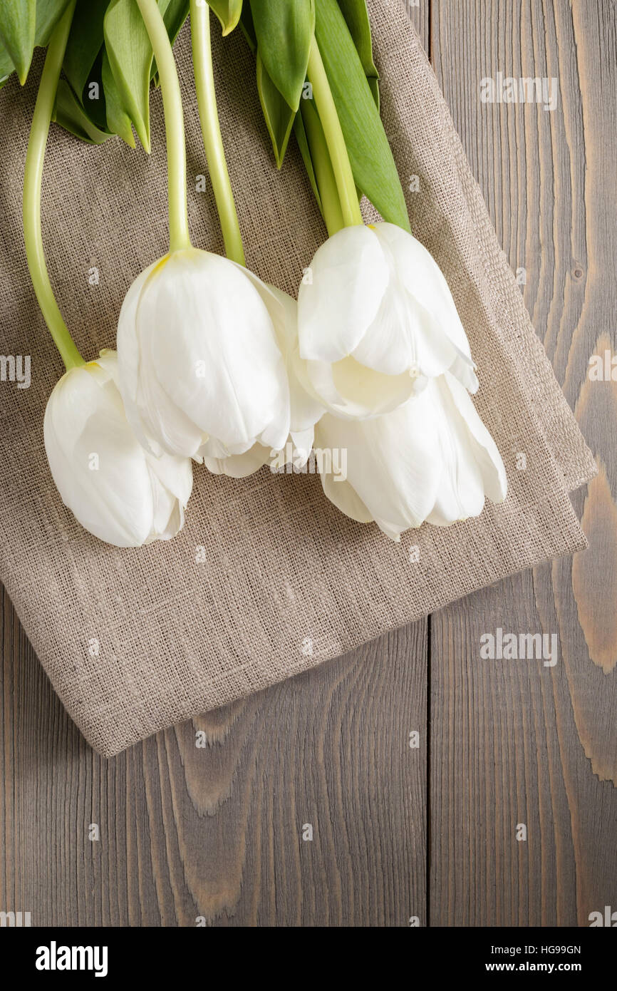 Top view of white tulips hi-res stock photography and images - Alamy