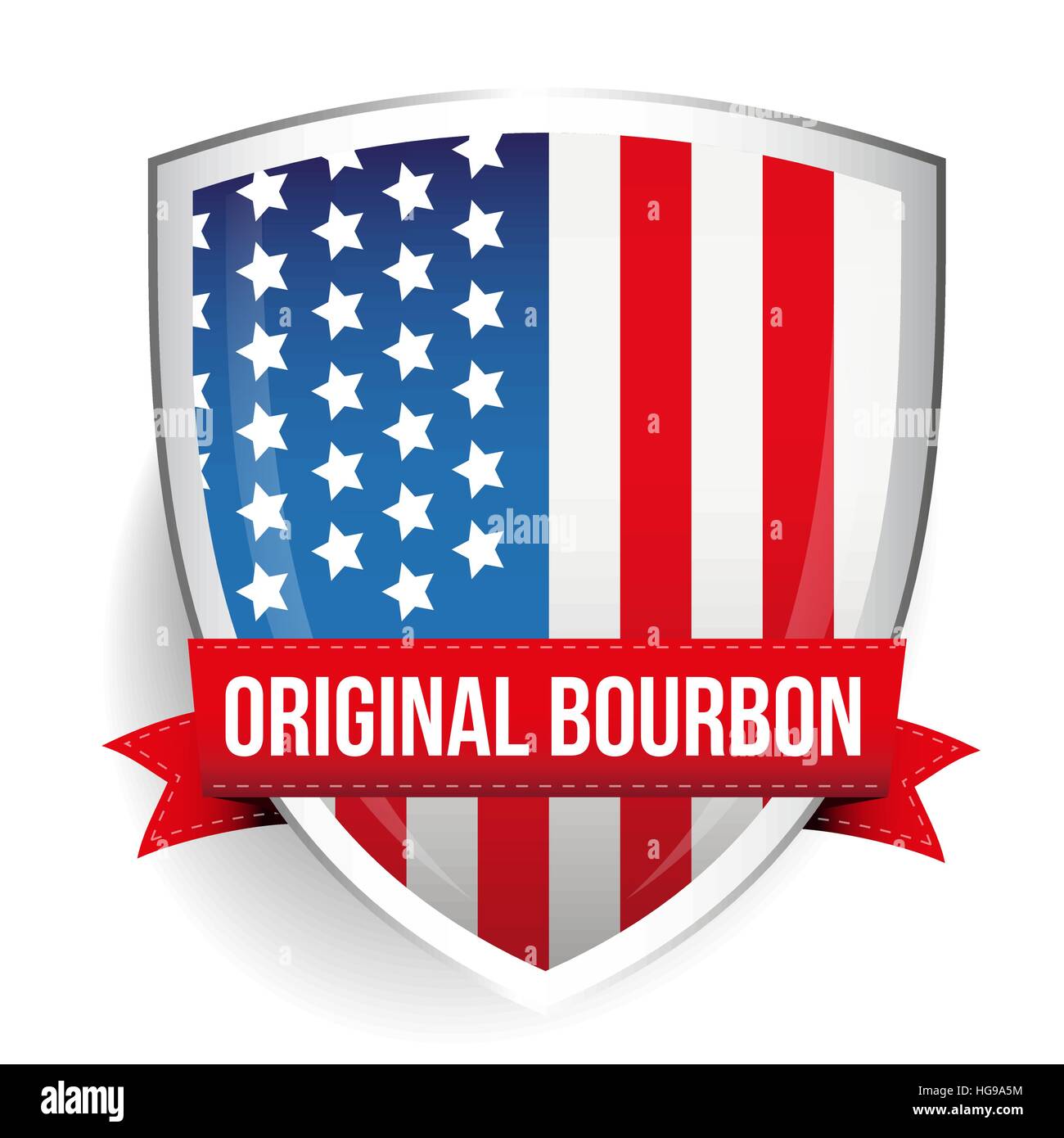 Original Bourbon ribbon on USA flag shield Stock Vector