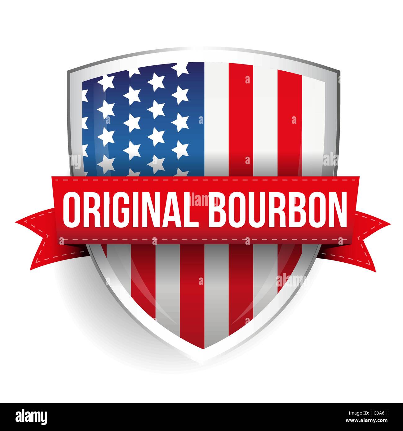 Original Bourbon ribbon on USA flag shield Stock Vector