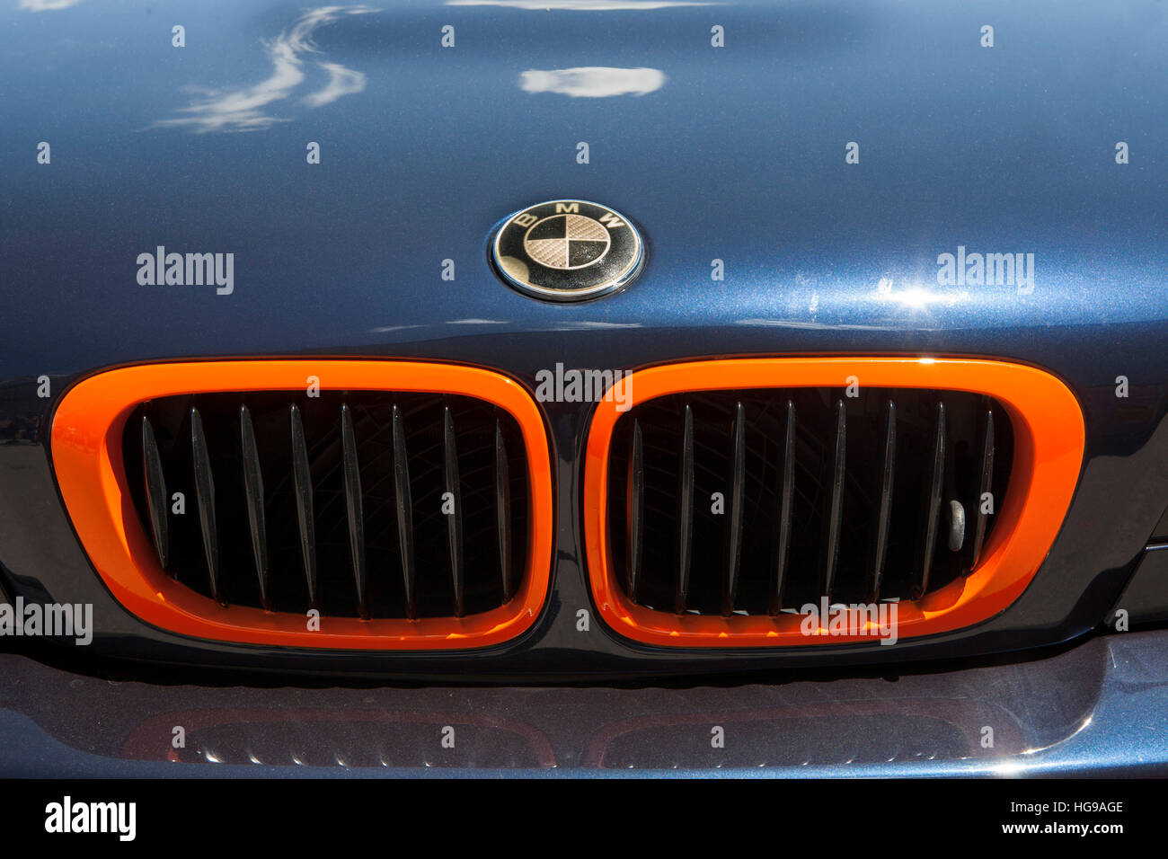 Car tuning show, front view, BMW Stock Photo