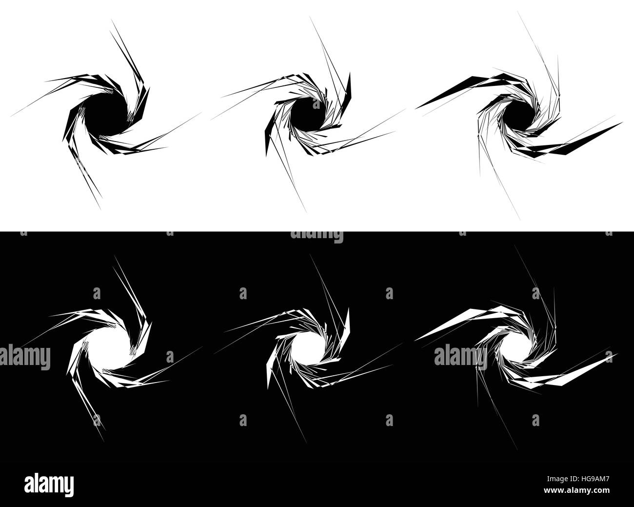 Element(s) with rotating distortion, spiral effect. Abstract geometric elements Stock Vector