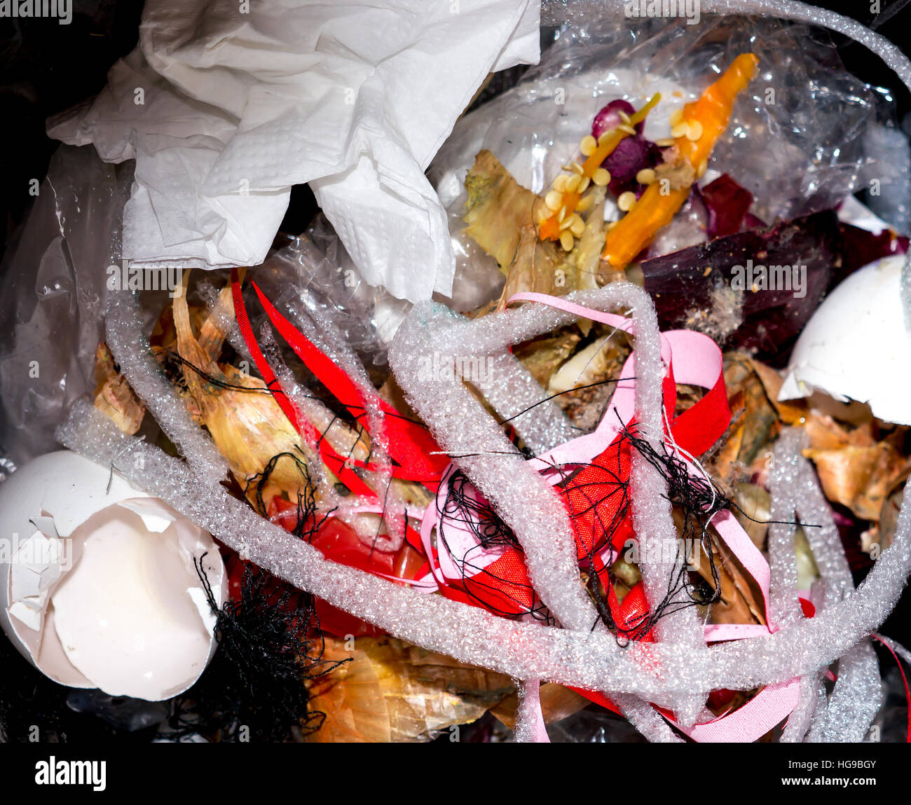 The food garbage texture and objects. Stock Photo