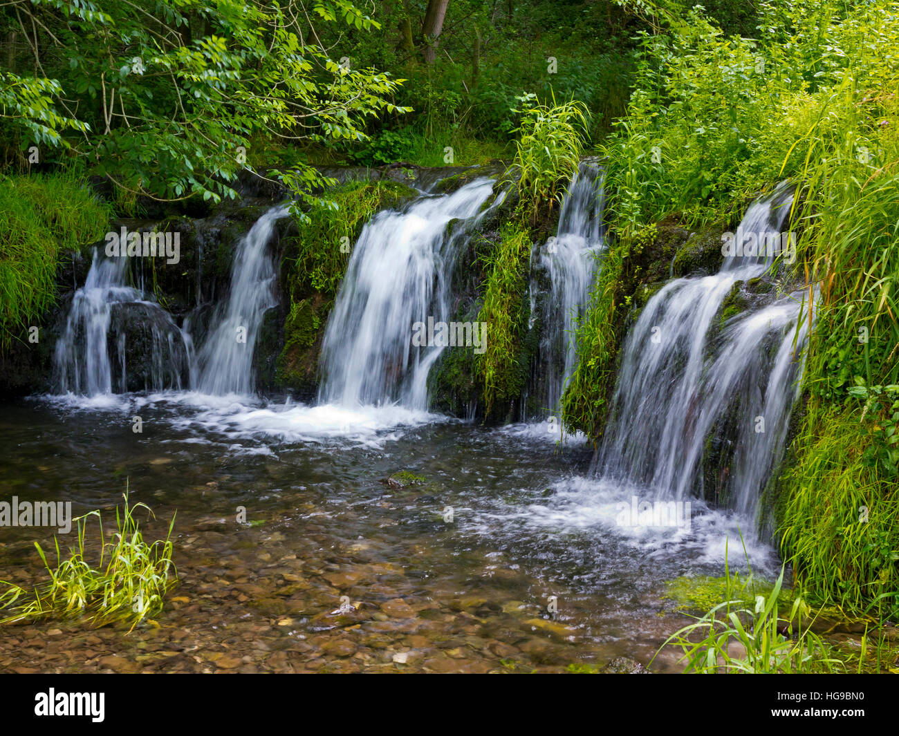 Waterfall on the River Lathkill in the Peak District National Park ...