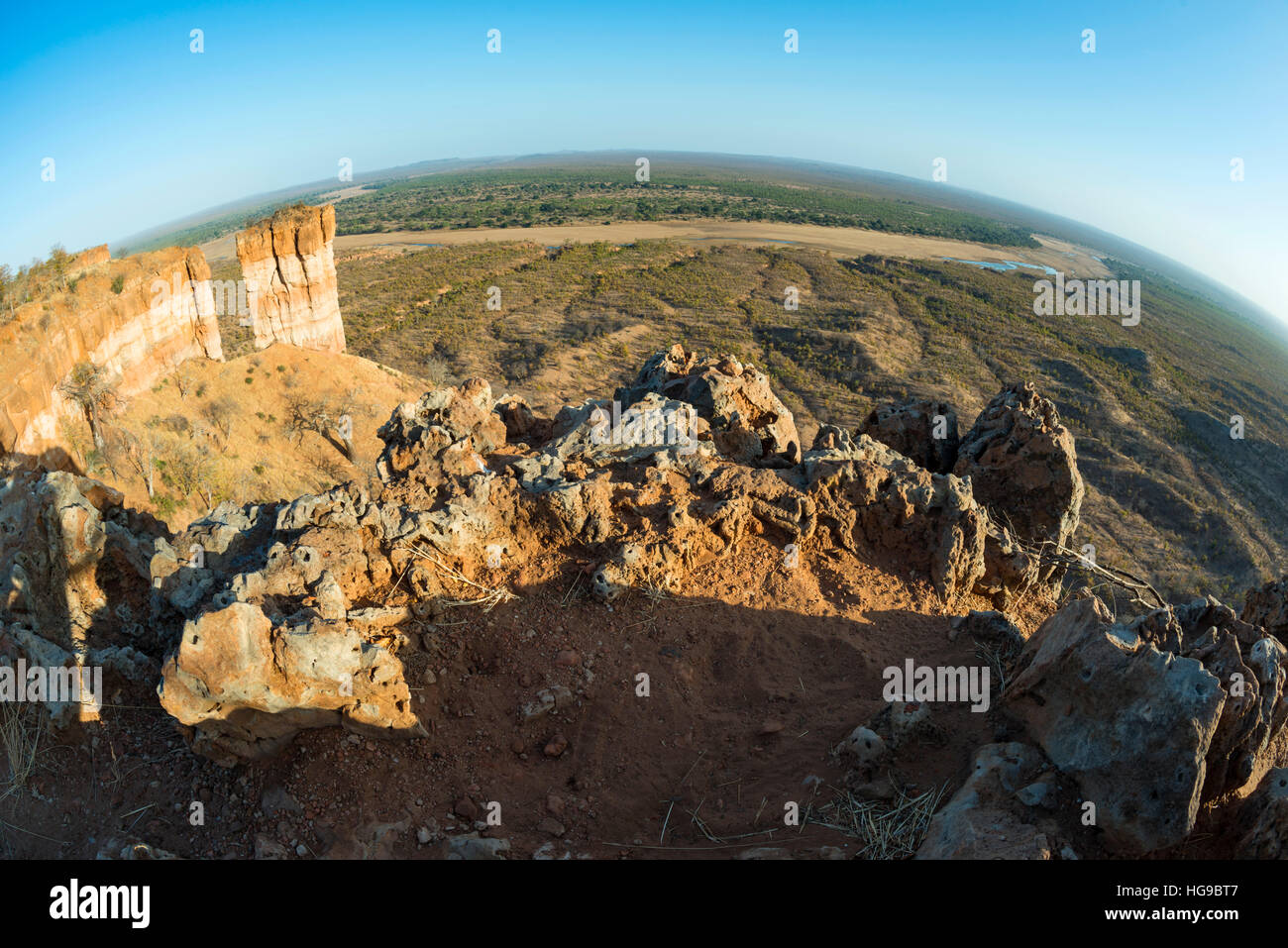 Chilojo cliffs from above Runde River Gonarezhou Stock Photo