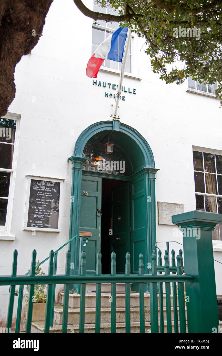 Front door of Hauteville House at St Peter Port Guernsey where Victor Hugo was exiled Stock