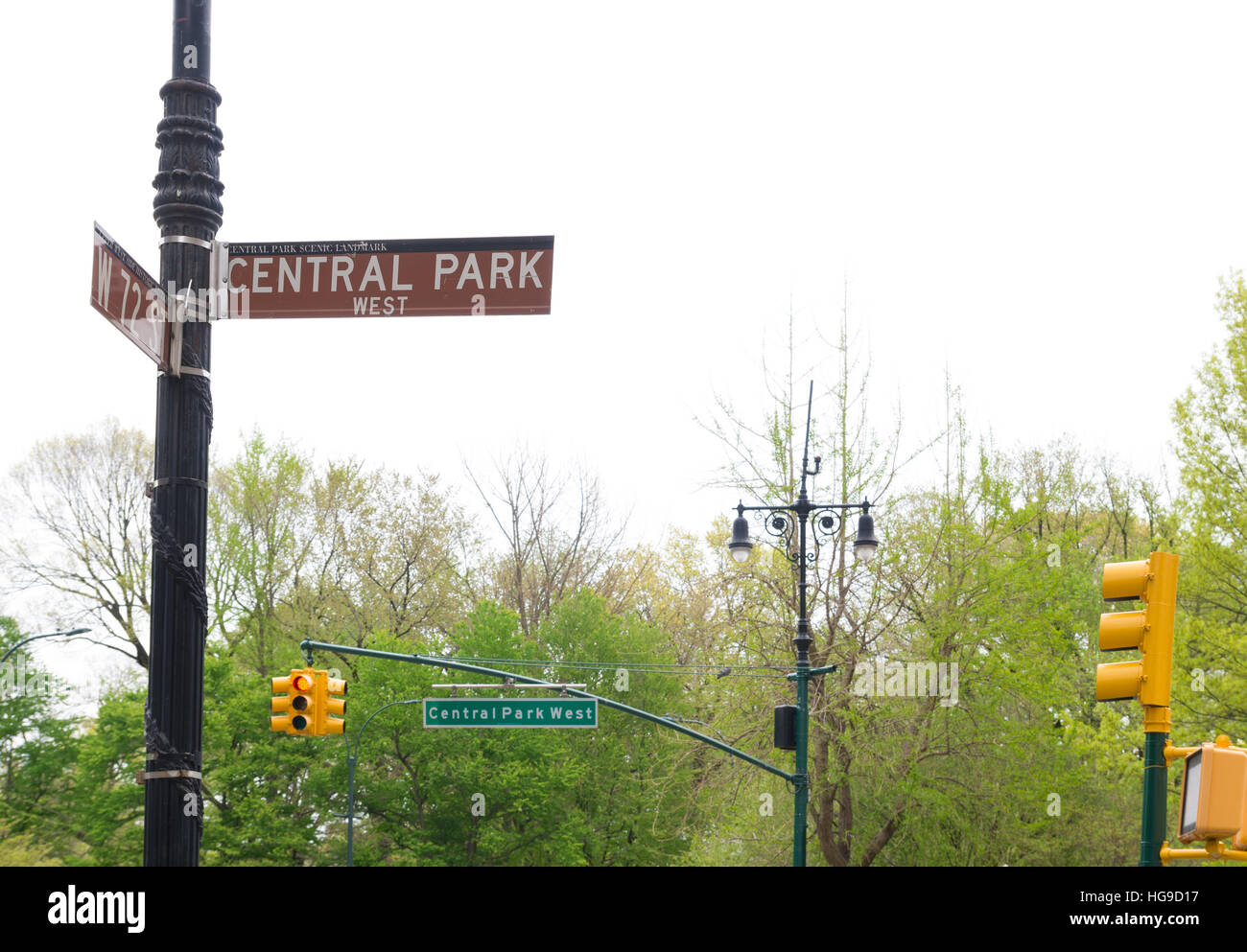 central park west sign in new york Stock Photo