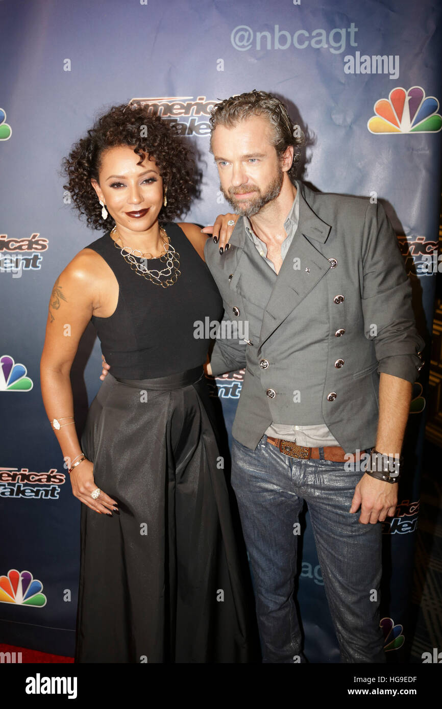 Mel B and William Close arrive at the America's Got Talent Season 10, Live Voting Rounds Kick-off Show. Stock Photo