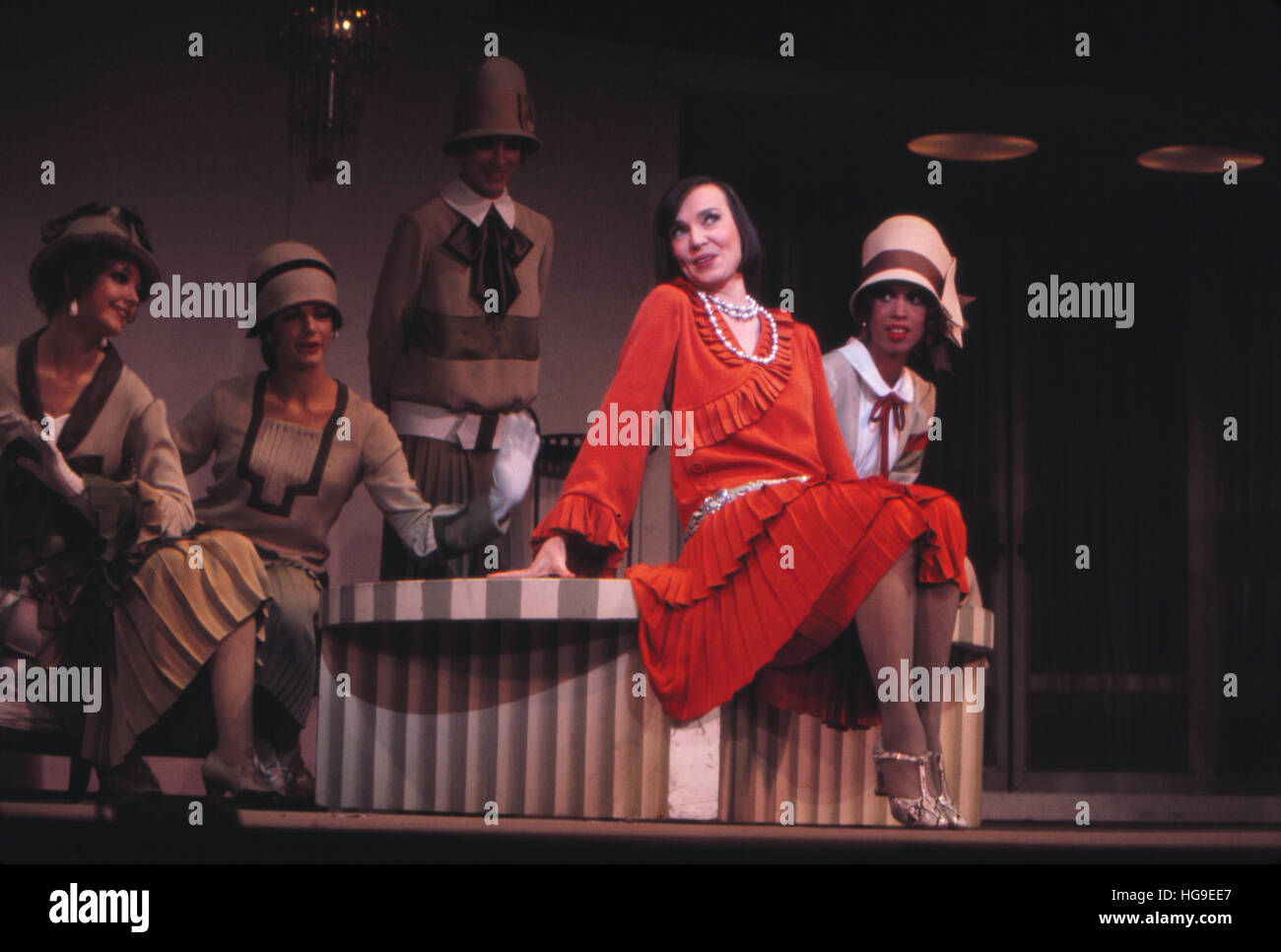 Helen Gallagher with dancers, during a dress rehearsal for the 1971 production of No, No Helen Gallagher with dancers, during a dress rehearsal for the 1971 production of No, No