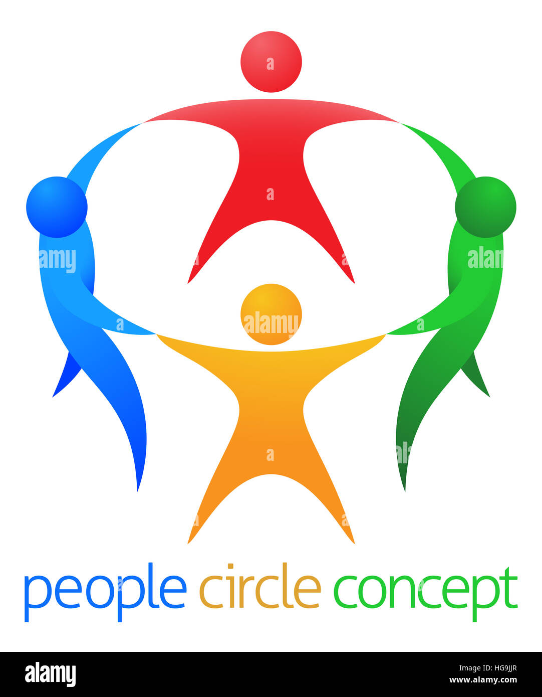 A team of four people in a circle teamwork icon concept Stock Photo - Alamy