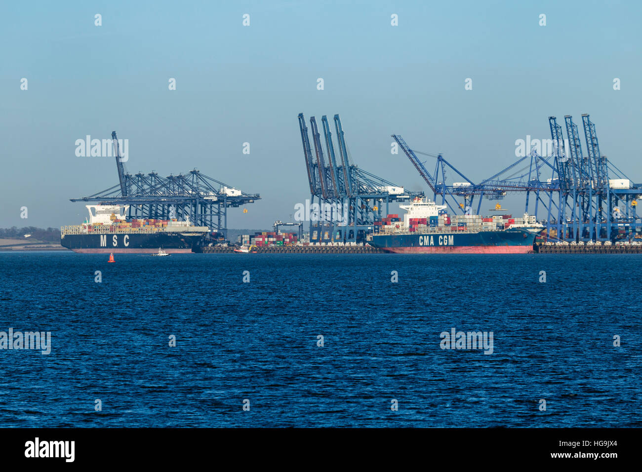 Container Ships in Port of Felixstowe Stock Photo