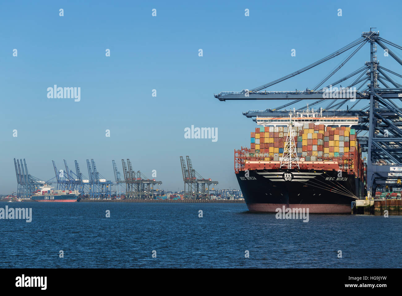 Container Ships in Port of Felixstowe Stock Photo